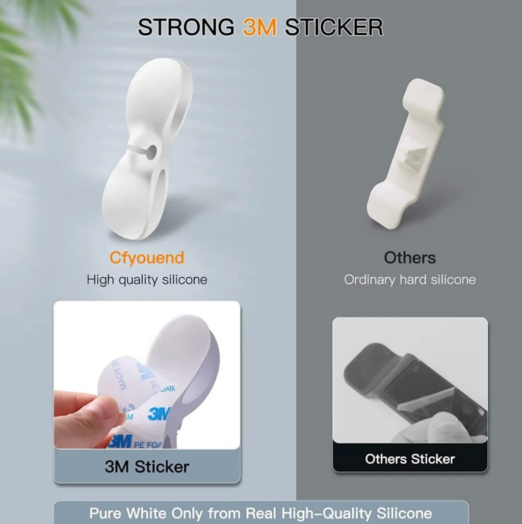 Organizador de Cables de Silicona 3M – Soporte Adhesivo Reutilizable