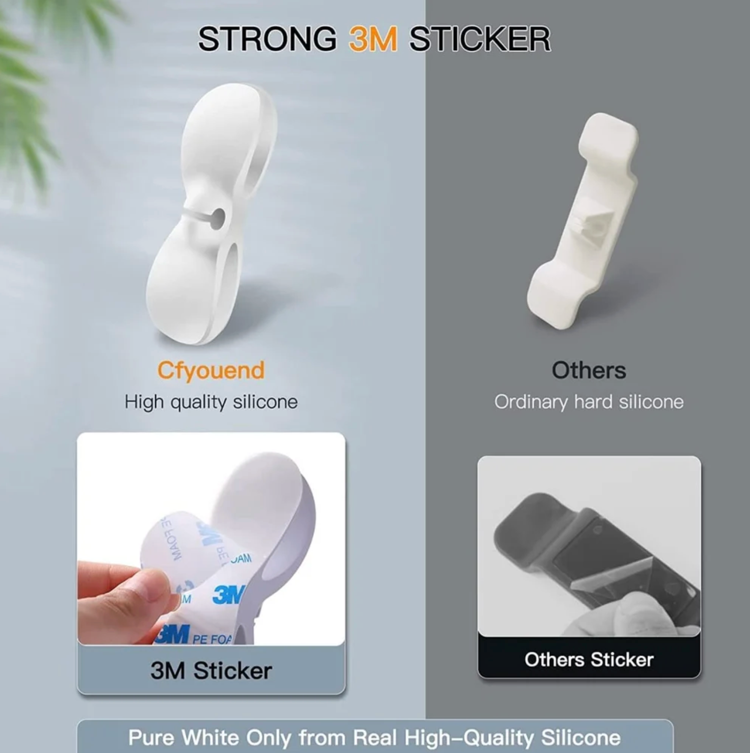 Organizador de Cables de Silicona 3M – Soporte Adhesivo Reutilizable